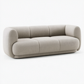 Canapé 3 places 220 x 95 x 75 cm en tissu beige pour salon au design arrondi