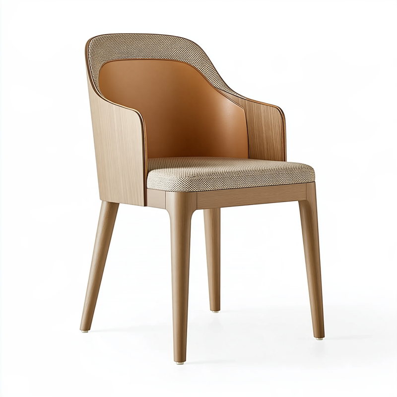 Fauteuil de salle à manger 58 x 60 x 82 cm en bois beige et marron style contemporain
