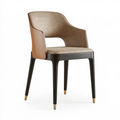 Chaise de salle à manger 58 x 60 x 82 cm en bois et tissu beige noir style contemporain