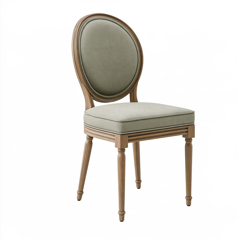 Chaise de salle à manger 50 x 56 x 98 cm en bois marron et tissu vert olive style classique