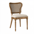 Chaise de salle à manger 50 x 58 x 95 cm en bois marron et cannage beige style classique