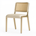 Chaise de salle à manger 48 x 55 x 82 cm en métal beige avec dossier en cannage style contemporain