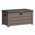 Coffre de rangement extérieur 120 x 60 x 63 cm en plastique gris brun à couvercle