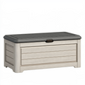 Coffre de rangement extérieur 120 x 60 x 60 cm en résine beige et gris avec couvercle