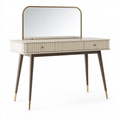 Coiffeuse 120 cm en bois beige avec miroir et 2 tiroirs style moderne