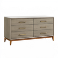 Commode 160 cm en panneaux dérivés du bois gris avec 6 tiroirs style contemporain