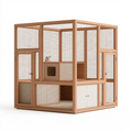 Enclos pour chat 120 x 90 x 150 cm en bois naturel blanc avec grillage et portes